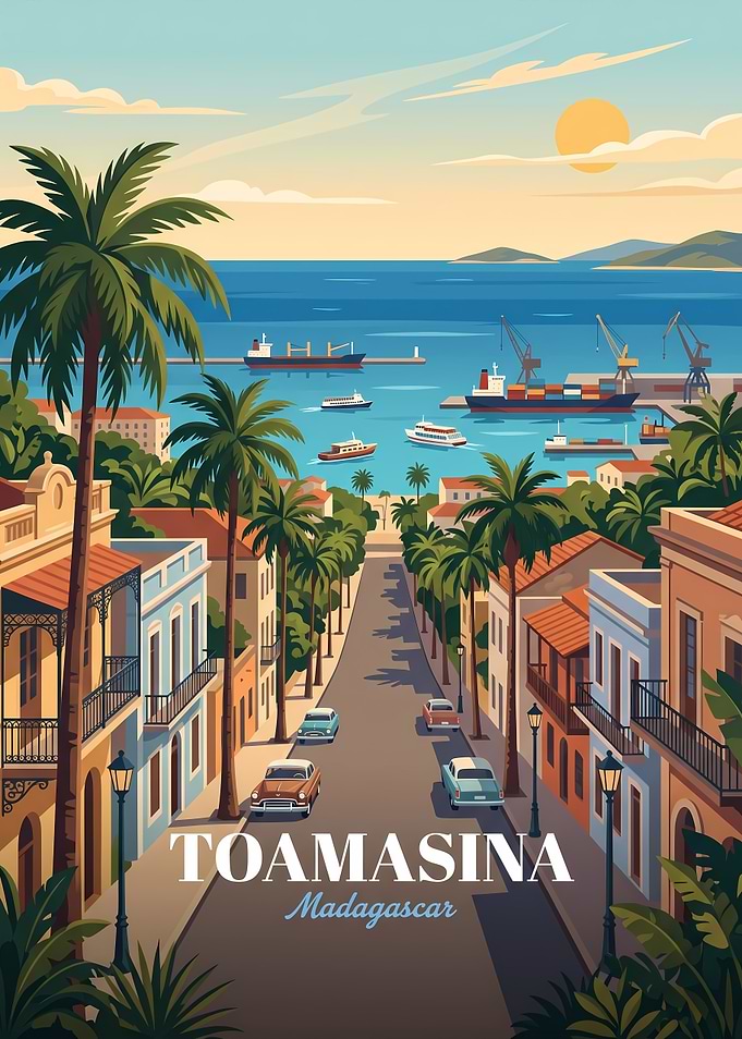 Toamasina Madagascar Vintage Travel Poster