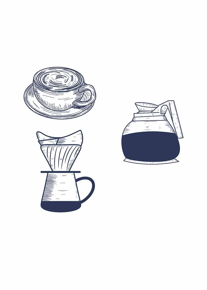 Hand-Drawn Coffee Brewing Equipment Set