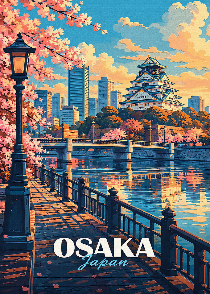 Osaka Japan Travel Poster