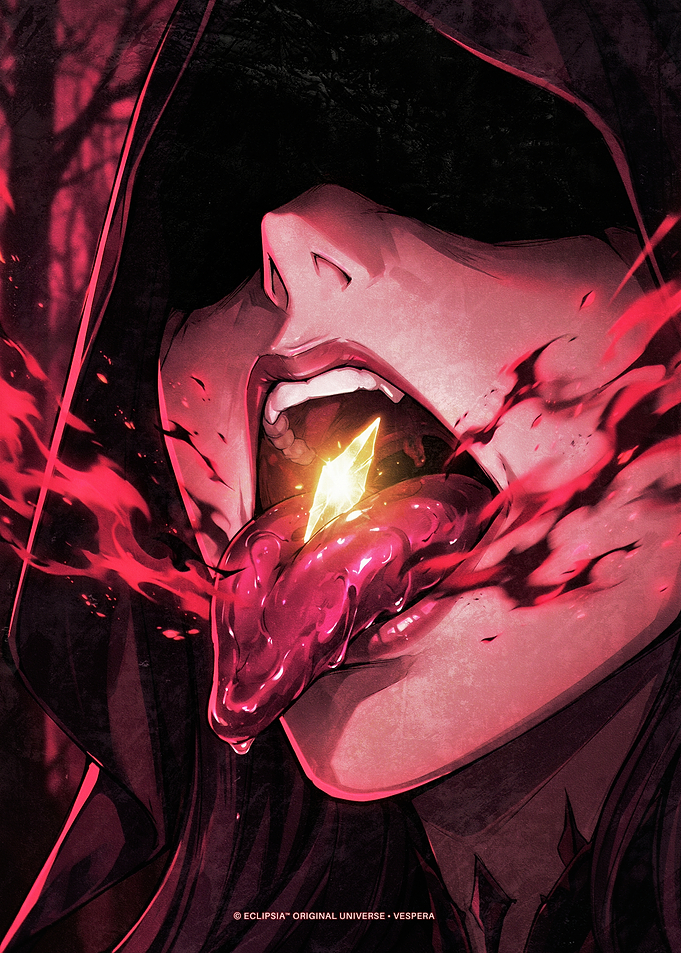 Vespera Dark Fantasy Character With Glowing Crystal