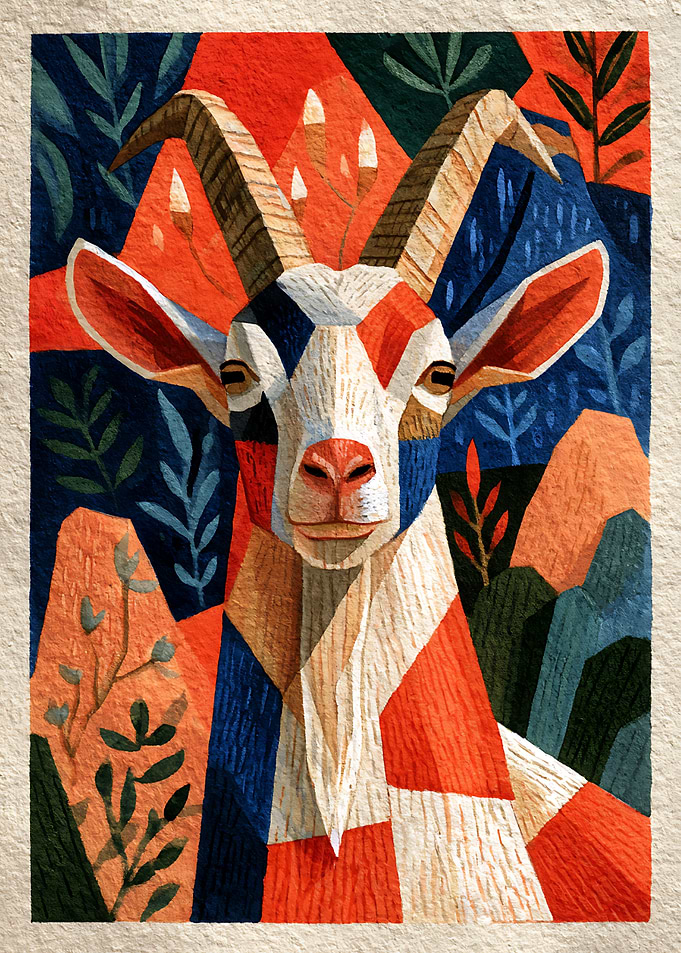 Geometric Abstract Goat Portrait