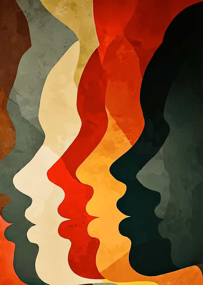 Abstract Profile Silhouettes Art