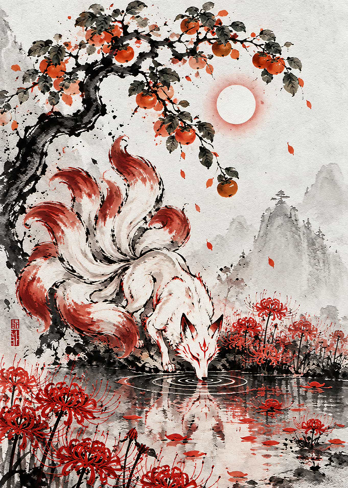 Nine-Tailed Fox by Water
