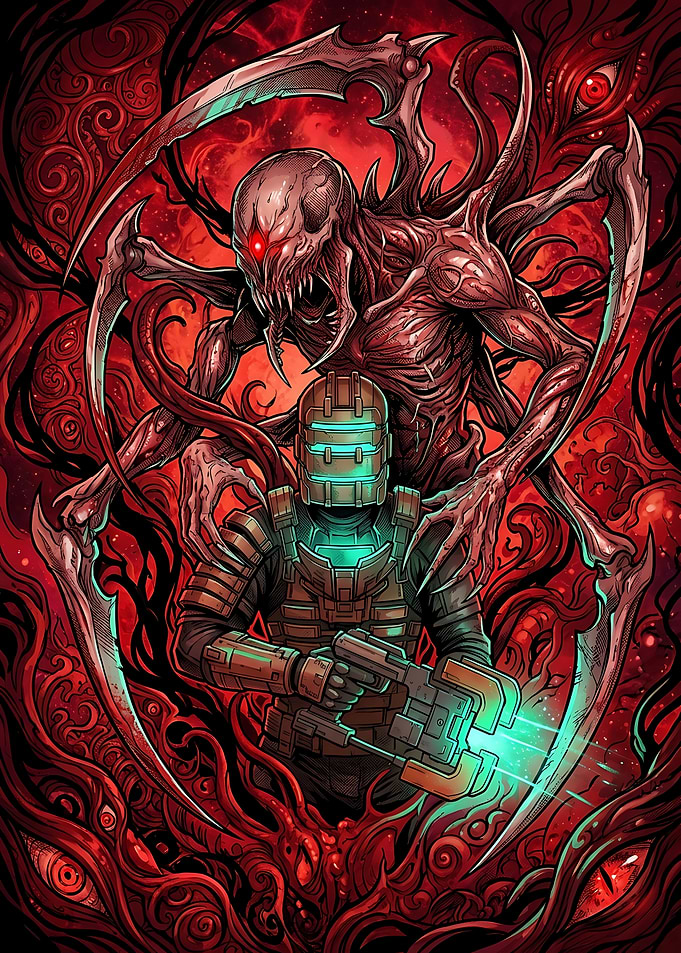 Isaac Clarke and Necromorph Dead Space