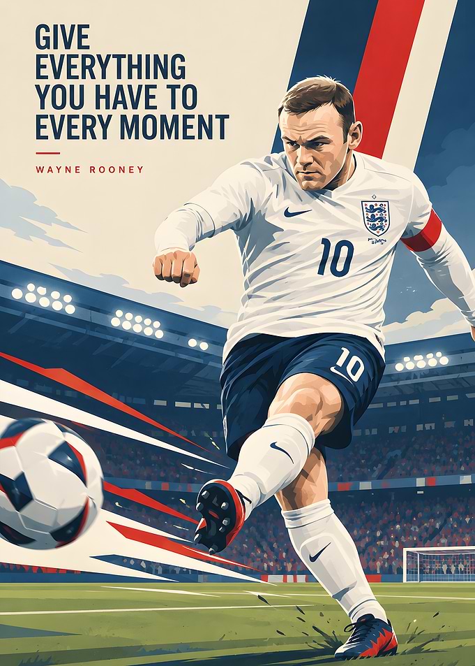Wayne Rooney Soccer Motivational Poster