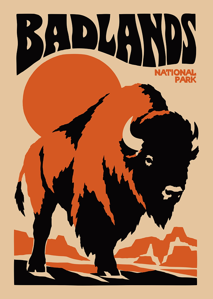 Badlands National Park Bison Poster