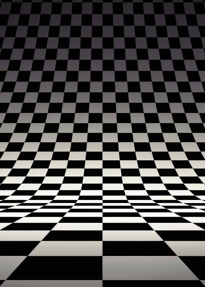 Curved Black and White Checkerboard Background
