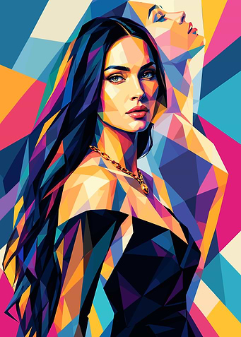 Megan Fox Geometric Pop Art Portrait
