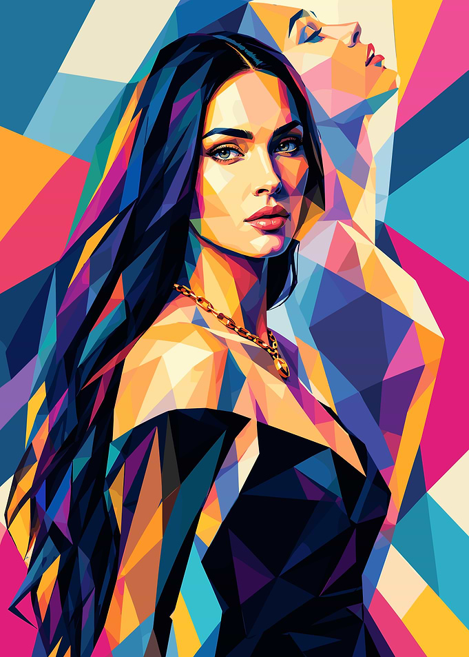 Megan Fox Geometric Pop Art Portrait