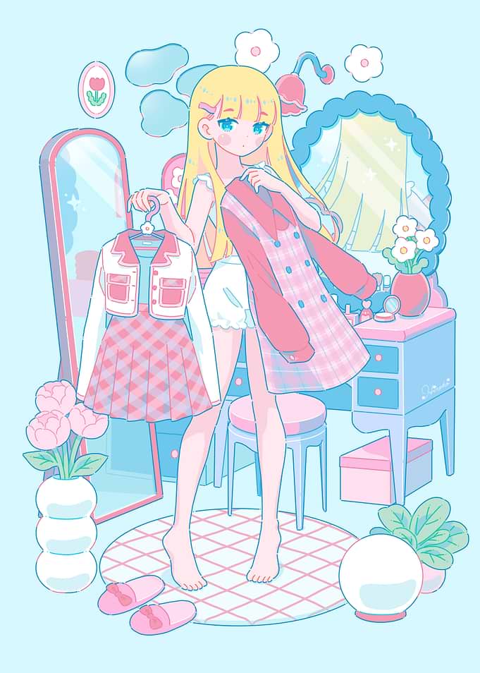 Anime Girl Choosing Outfits