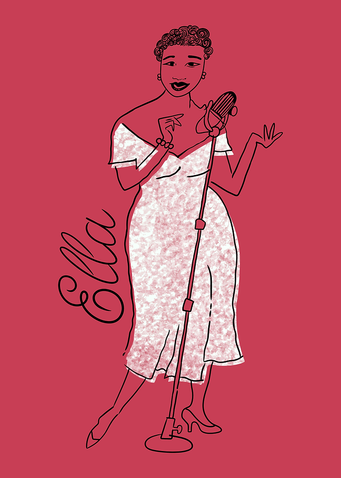 Ella Fitzgerald Jazz Singer Illustration
