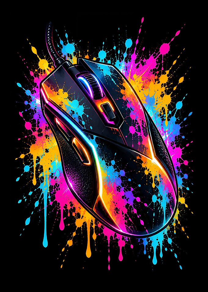 Neon Paint Splatter Gaming Mouse