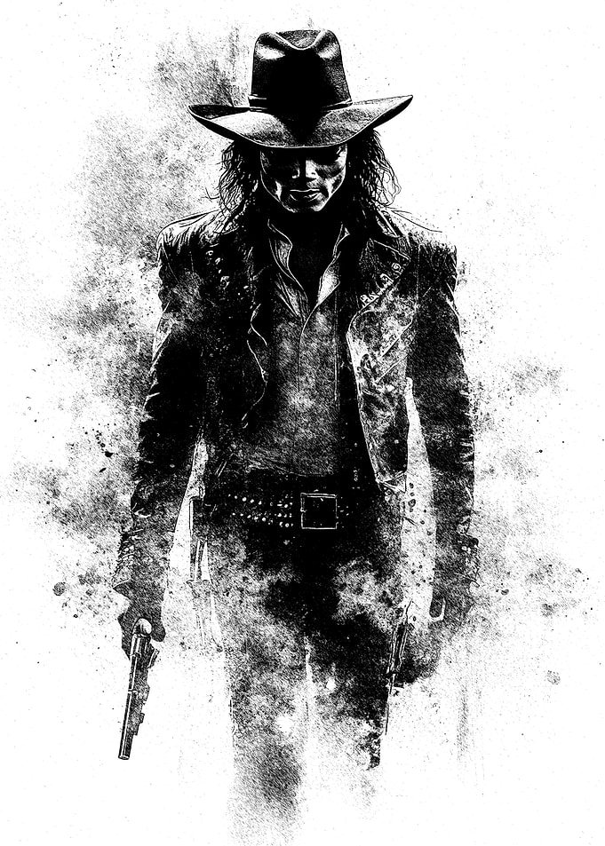 Michael Jackson Cowboy Gunslinger Portrait