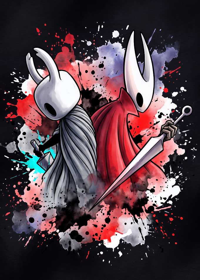 Hollow Knight and Hornet Watercolor Art