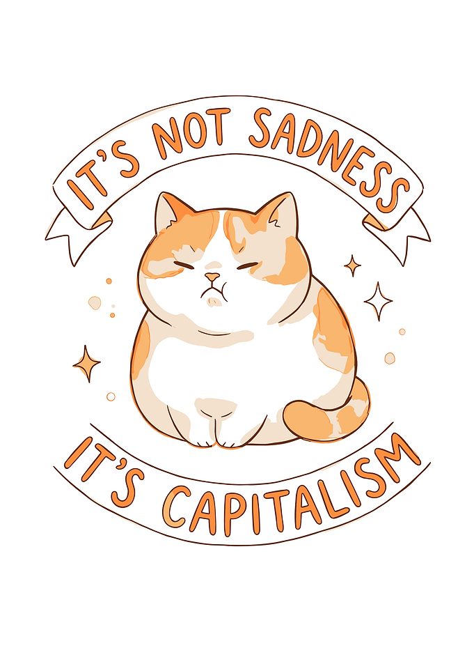 Funny Capitalism Cat Illustration