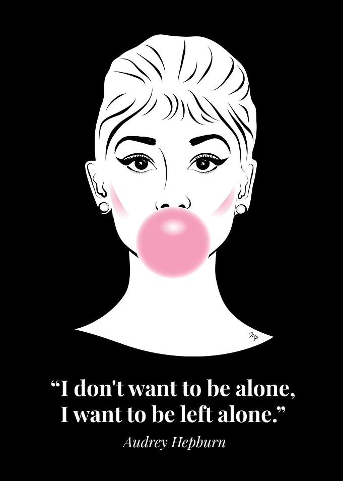 Audrey Hepburn Bubblegum Pop Art Quote