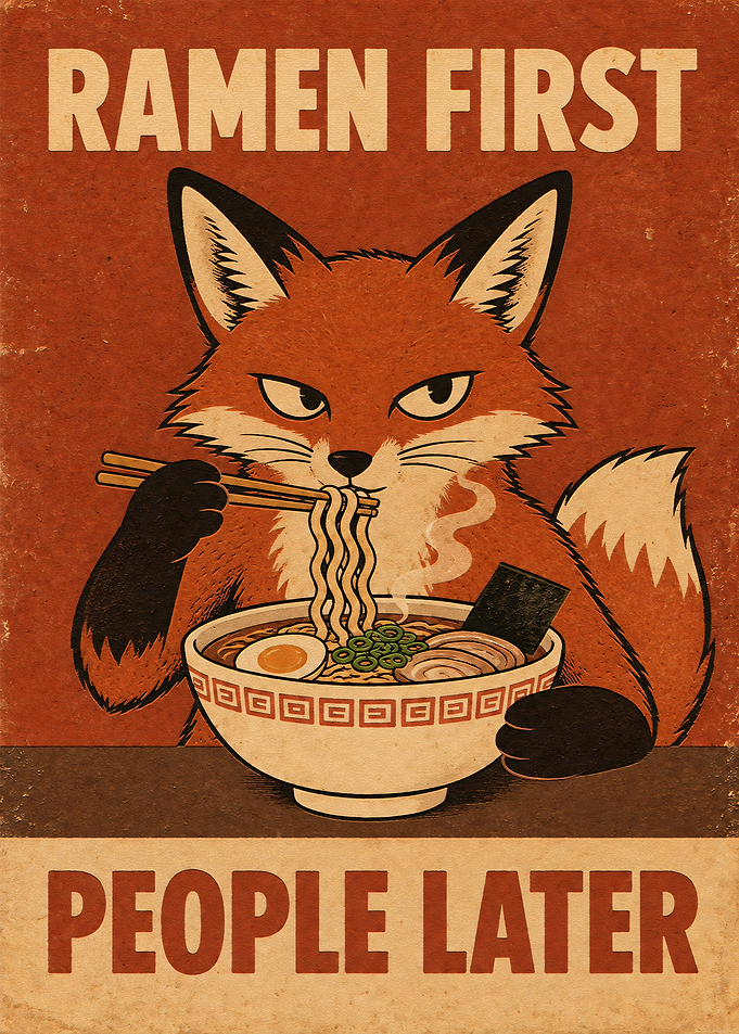 Ramen First People Later Fox Poster