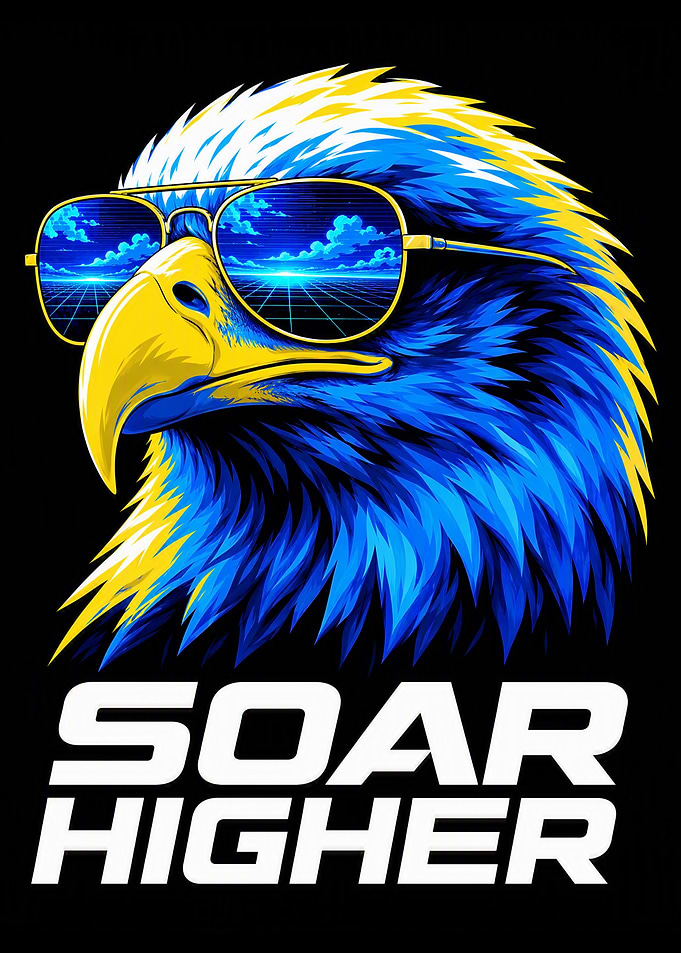 Retro Synthwave Eagle Soar Higher