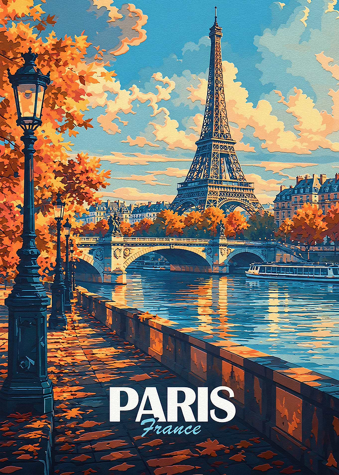 Autumnal Paris Eiffel Tower Poster