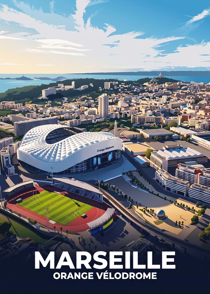 Marseille Orange Vélodrome Stadium Poster