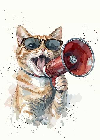 Cool Cat With Megaphone Illustration