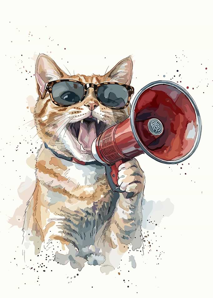 Cool Cat With Megaphone Illustration