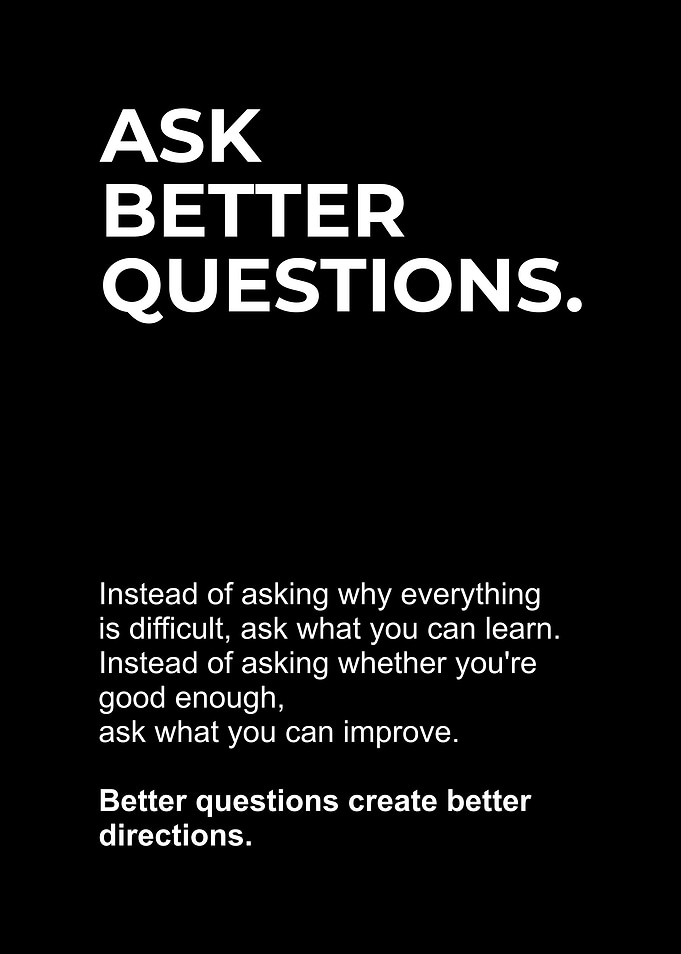 Ask Better Questions Inspirational Quote Poster