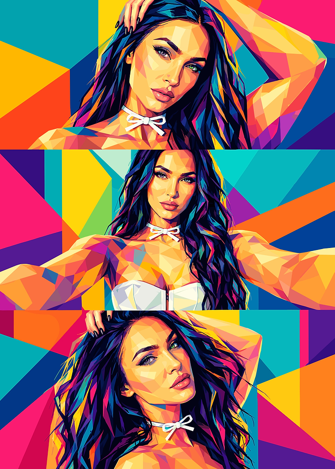 Megan Fox Pop Art Portrait Triptych
