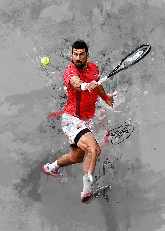 Novak Djokovic Tennis Action Art