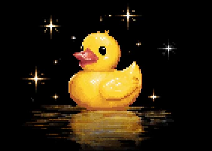Sparkling Pixel Art Rubber Duck