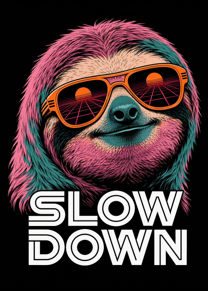 Retro Synthwave Sloth Graphic
