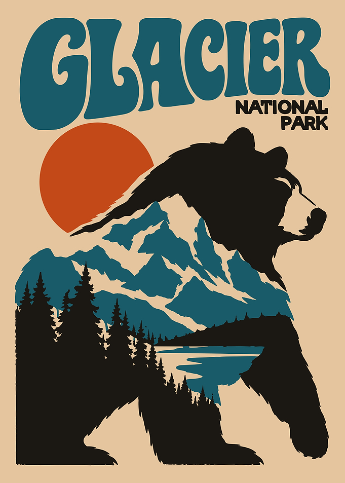 Glacier National Park Bear Poster