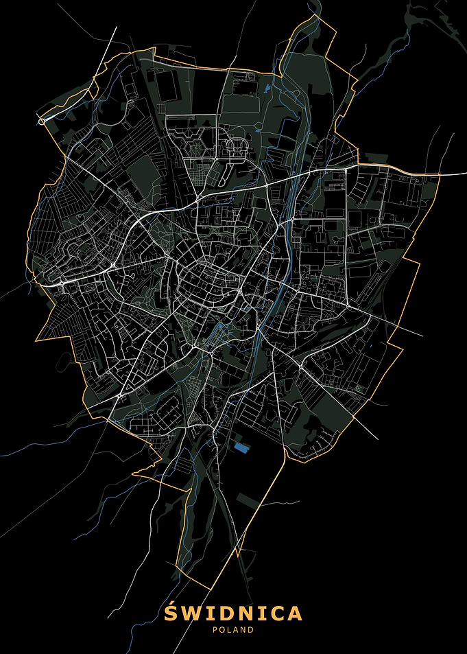 Minimalist Map of Swidnica, Poland