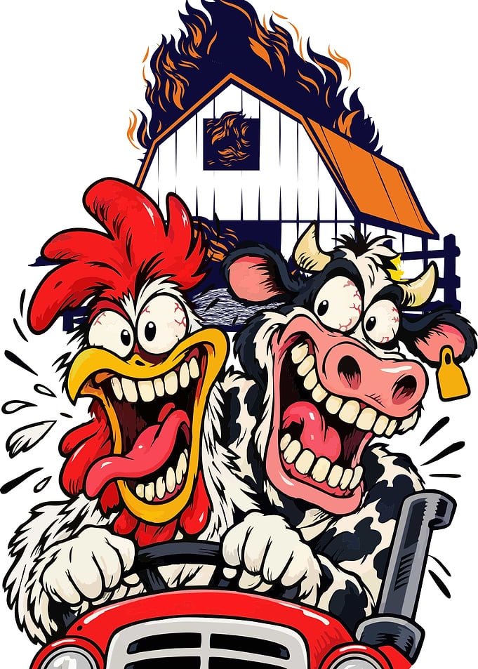 Crazy Farm Animals Driving Tractor