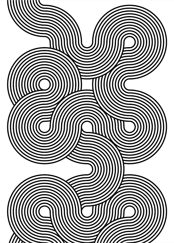 Abstract Black and White Line Art