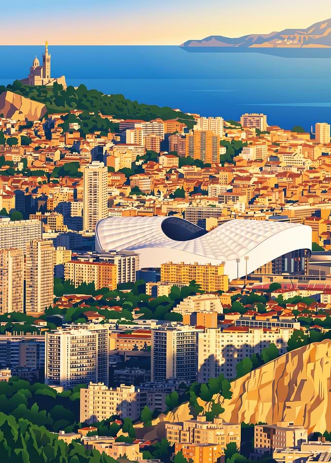 Marseille Cityscape with Orange Vélodrome