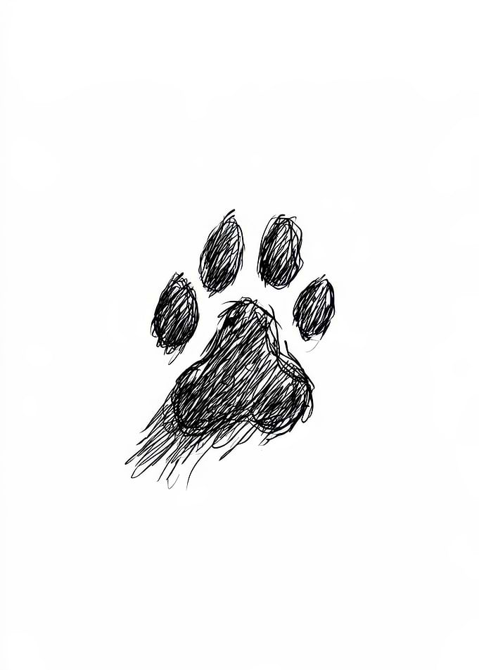 Scribbled Animal Paw Print Sketch