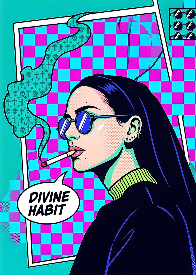 Pop Art Style Divine Habit Illustration