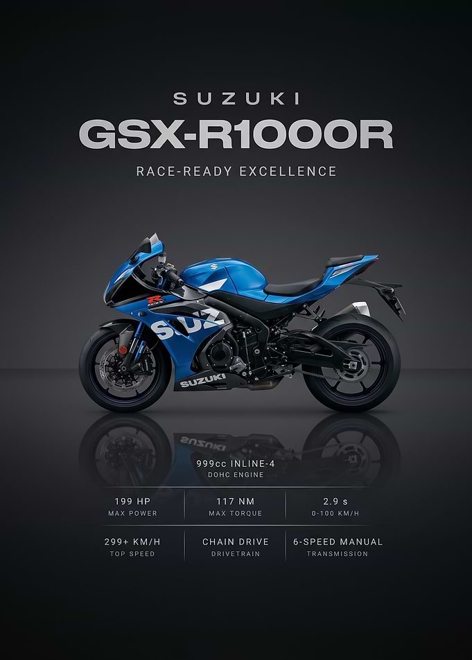 black background minimalist GSXR1000R Sport Motorcycle Poster