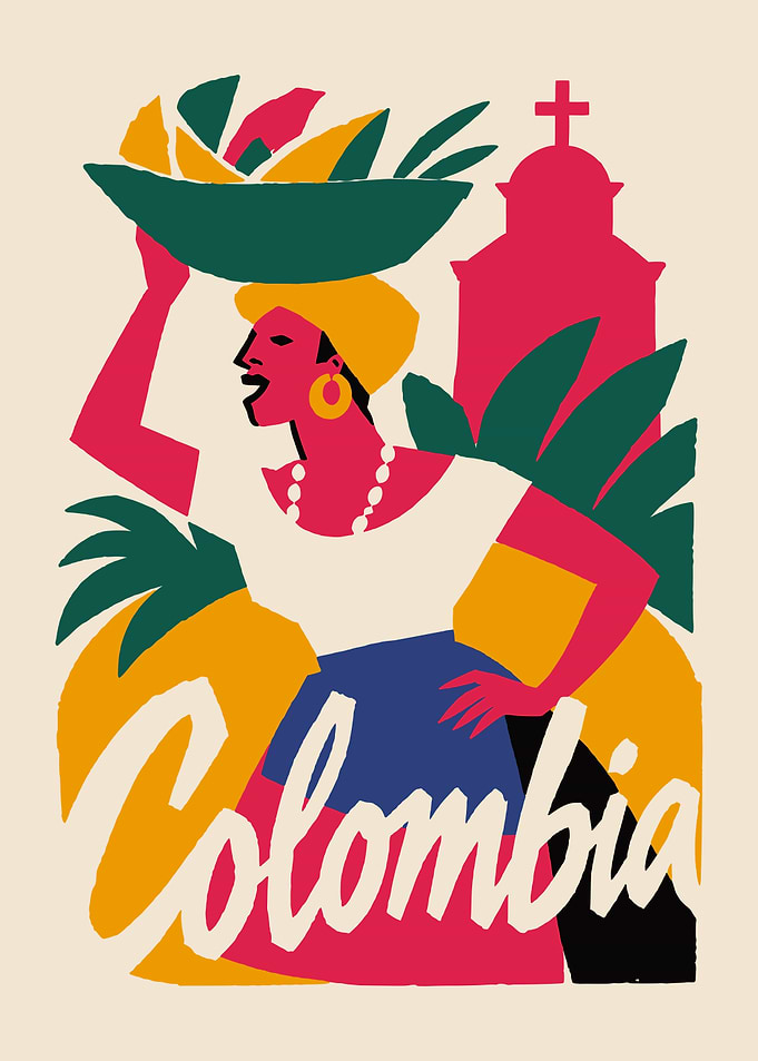 Colombia Travel Poster Illustration