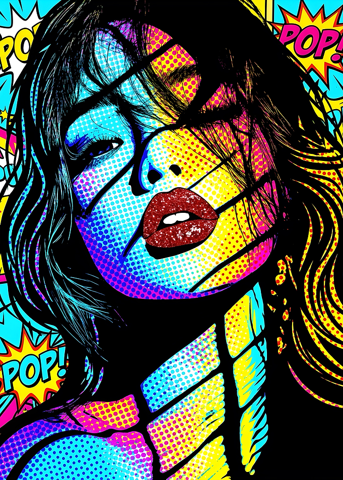 Vibrant Pop Art Portrait of Woman