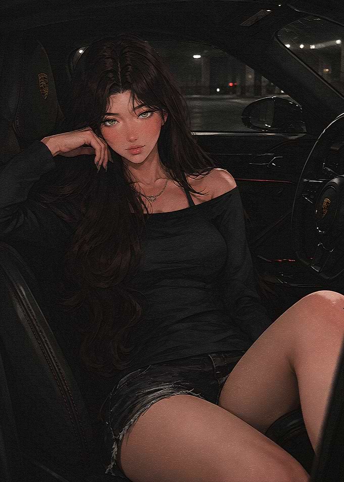 Woman sitting in a Porsche