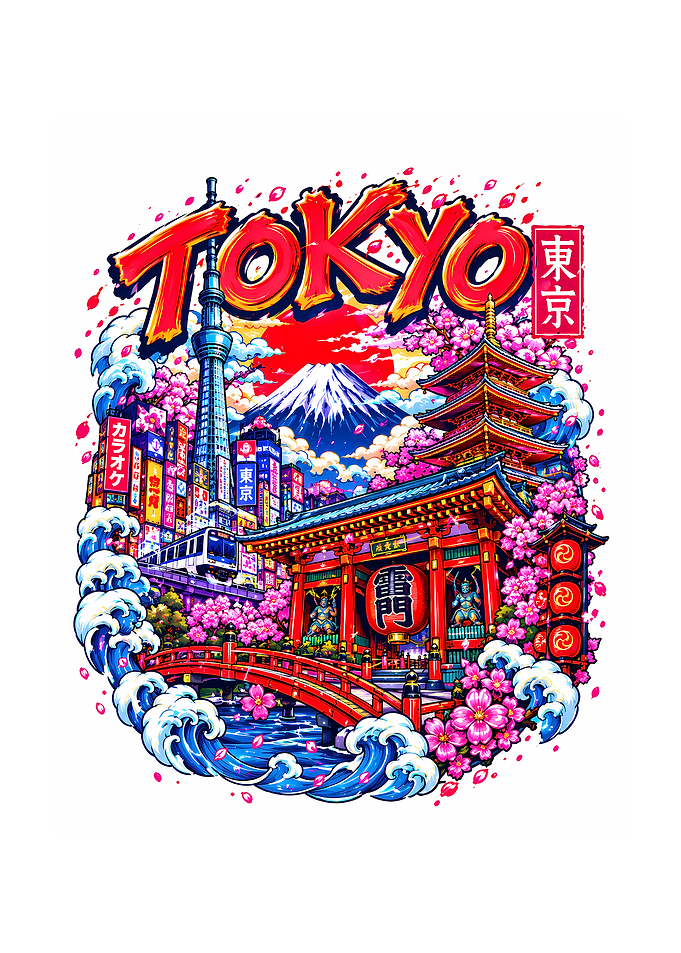 Vibrant Tokyo Cityscape Illustration