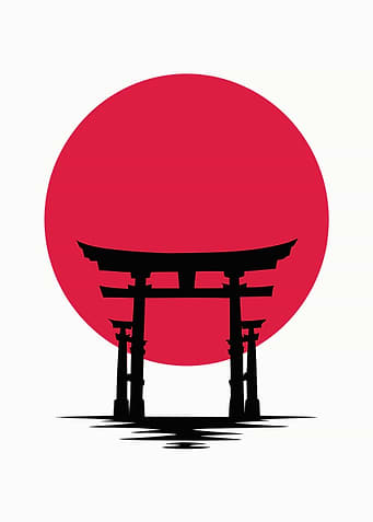 Minimalist Torii Gate on Water