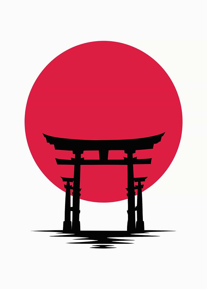 Minimalist Torii Gate on Water