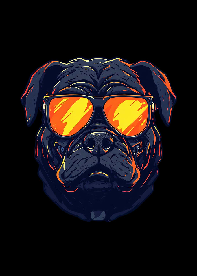 Cool Pug Wearing Orange Sunglasses