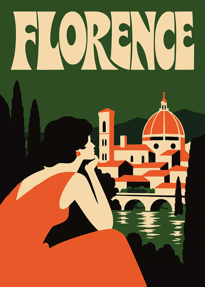 Vintage Florence Travel Poster