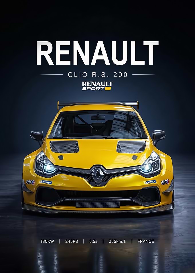 dark background minimalist Clio rs200 Sport Poster