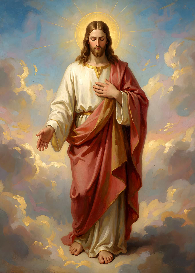 Jesus Christ Standing Among Clouds