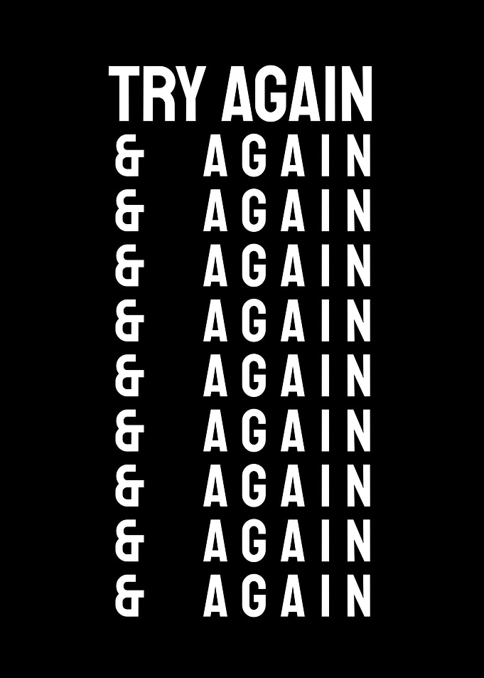 Try Again Motivational Text Art